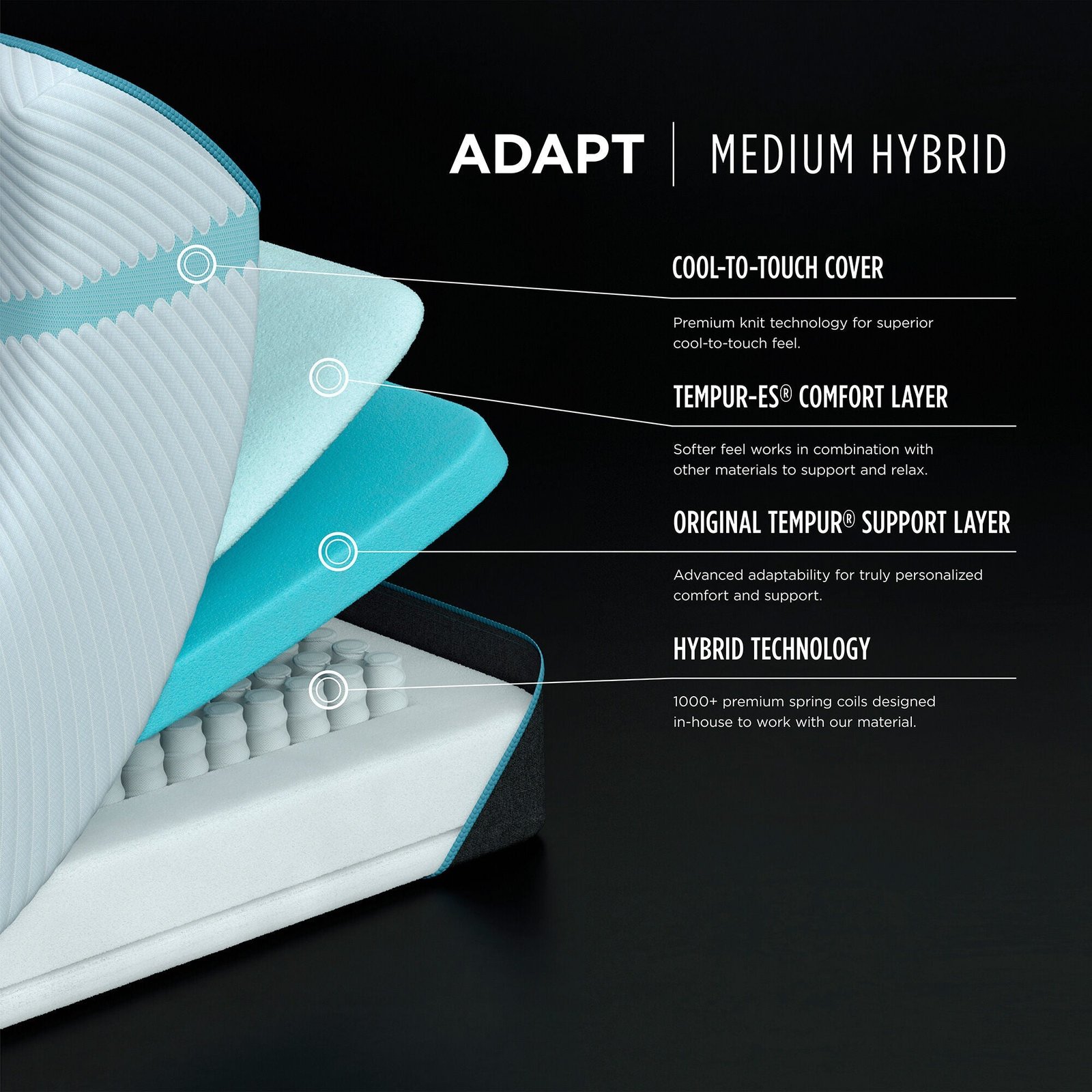 Previous Generation Tempur-Pedic TEMPUR-Adapt Medium Hybrid Mattress - Image 52