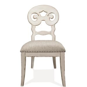 Mix-n-match Chairs Scroll Upholstered Side Chair in Chipped White