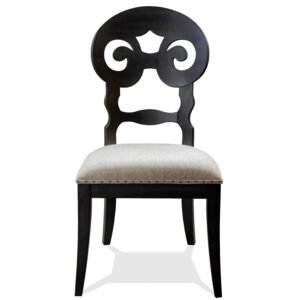 Mix-n-match Chairs Scroll Upholstered Side Chair in Rubbed Black