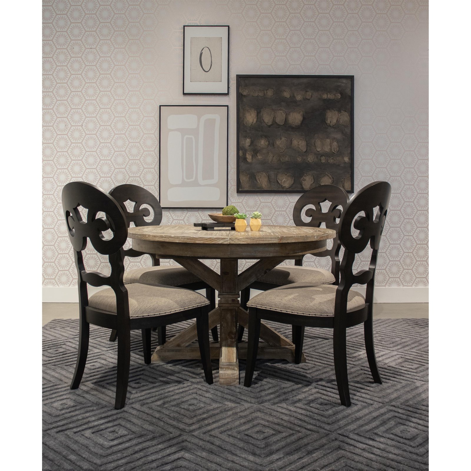 Mix-n-match Chairs Scroll Upholstered Side Chair in Rubbed Black - Image 4