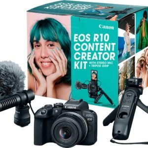 Canon EOS R10 Content Creator Kit with RF-S 18-45mm f/4.5-6.3 IS STM Lens – Black