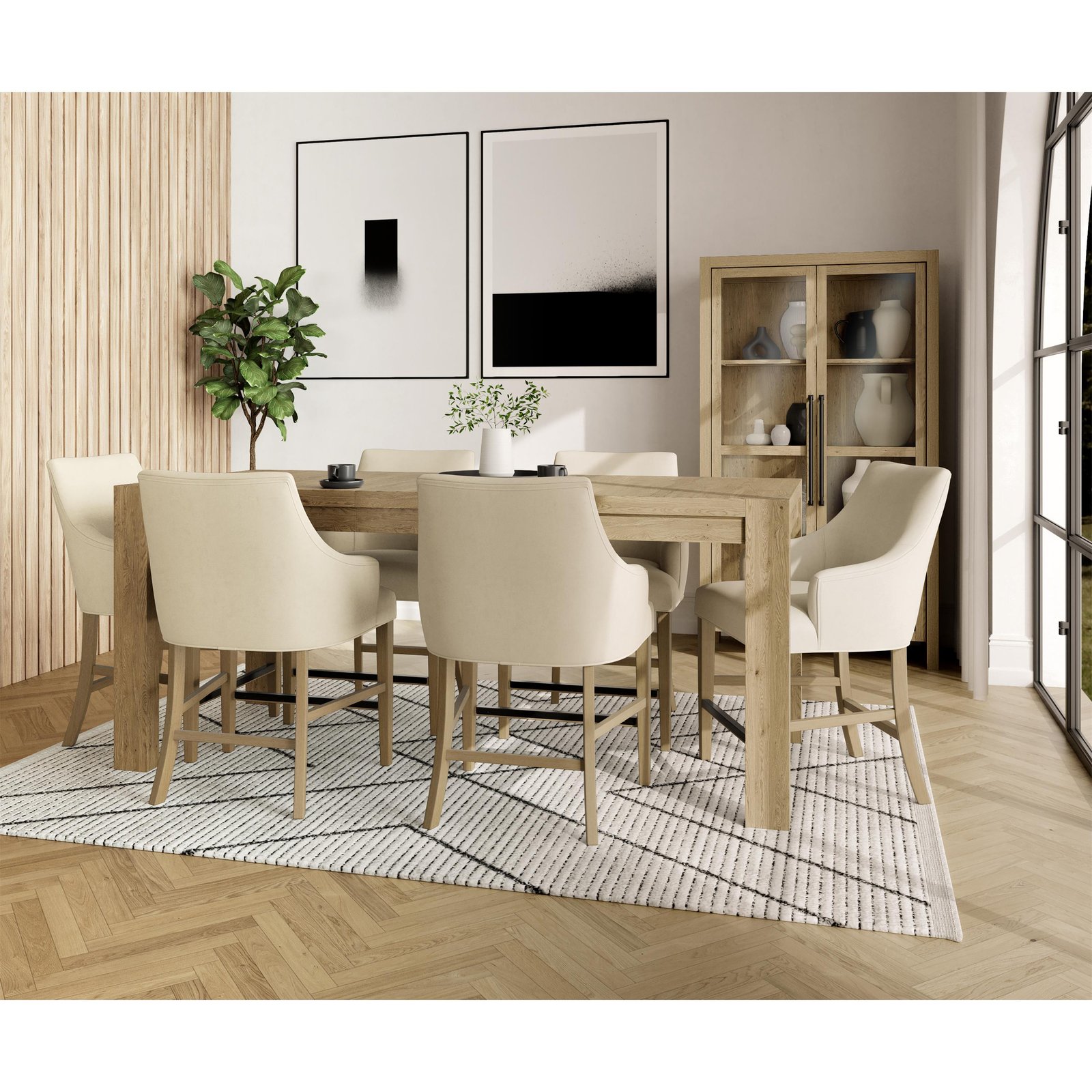 Mix-n-match Chairs Swoop Arm Upholstered Stool in Ivory - Image 2