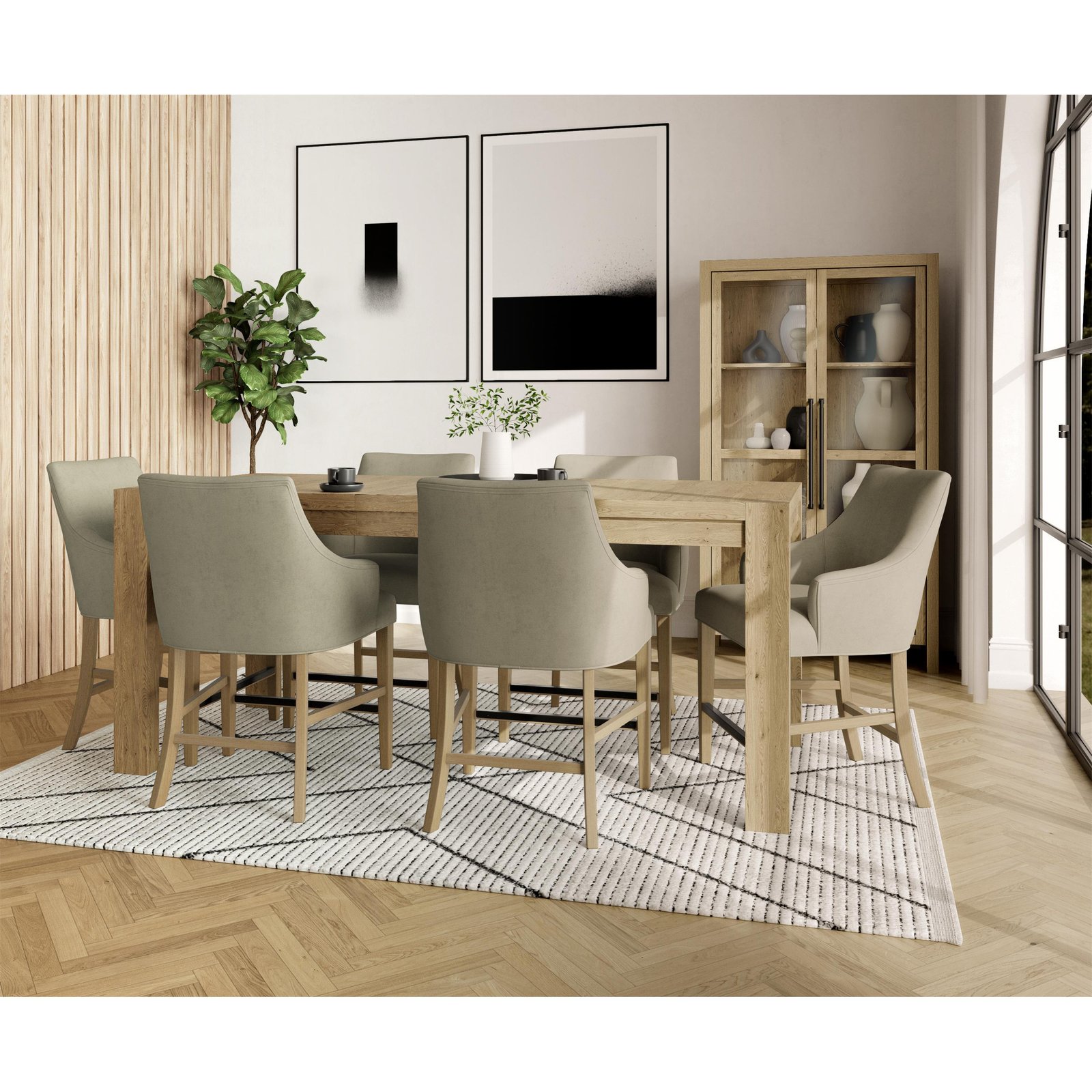 Mix-n-match Chairs Swoop Arm Upholstered Stool in Sand - Image 2