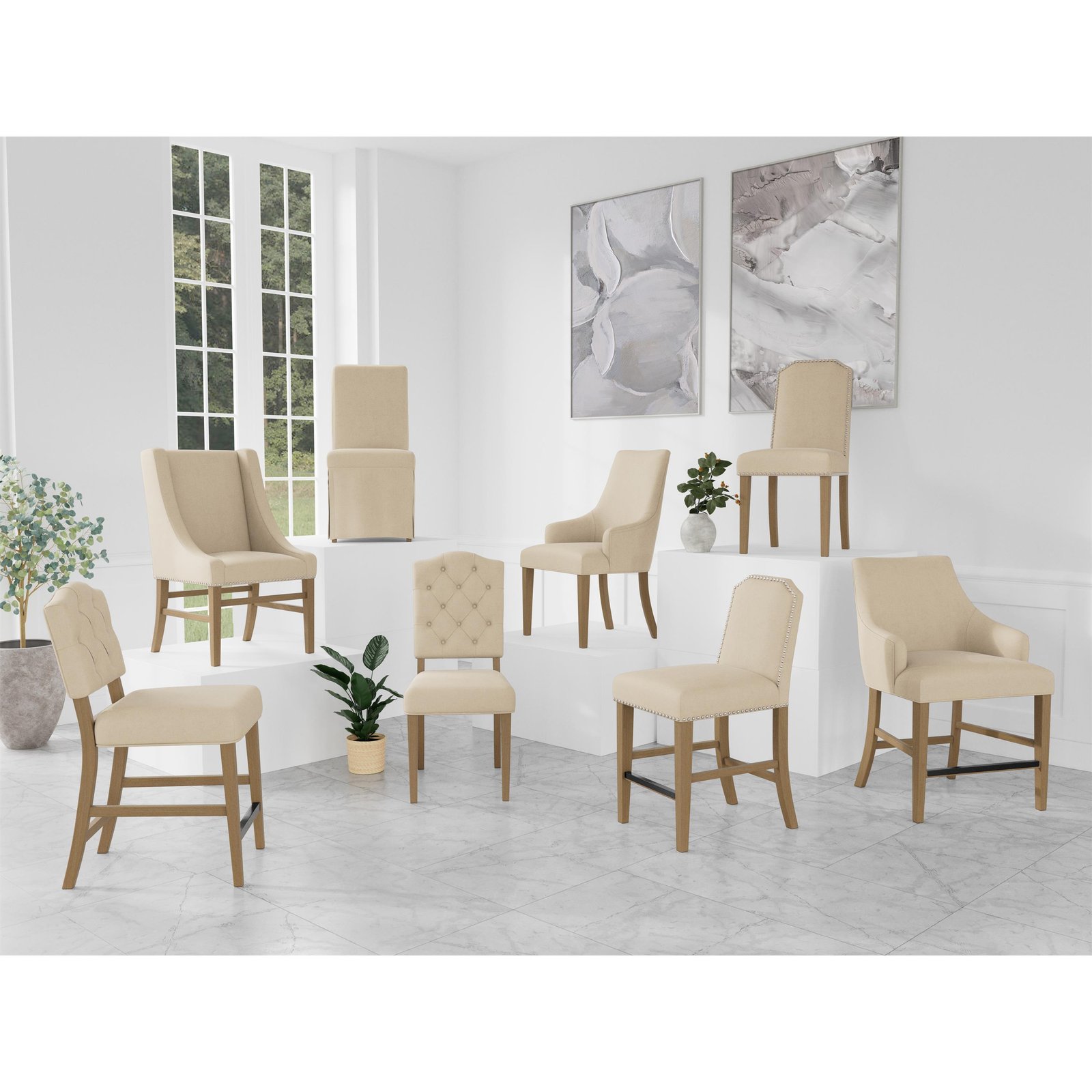 Mix-n-match Chairs Parsons Upholstered Chair in Ivory - Image 2
