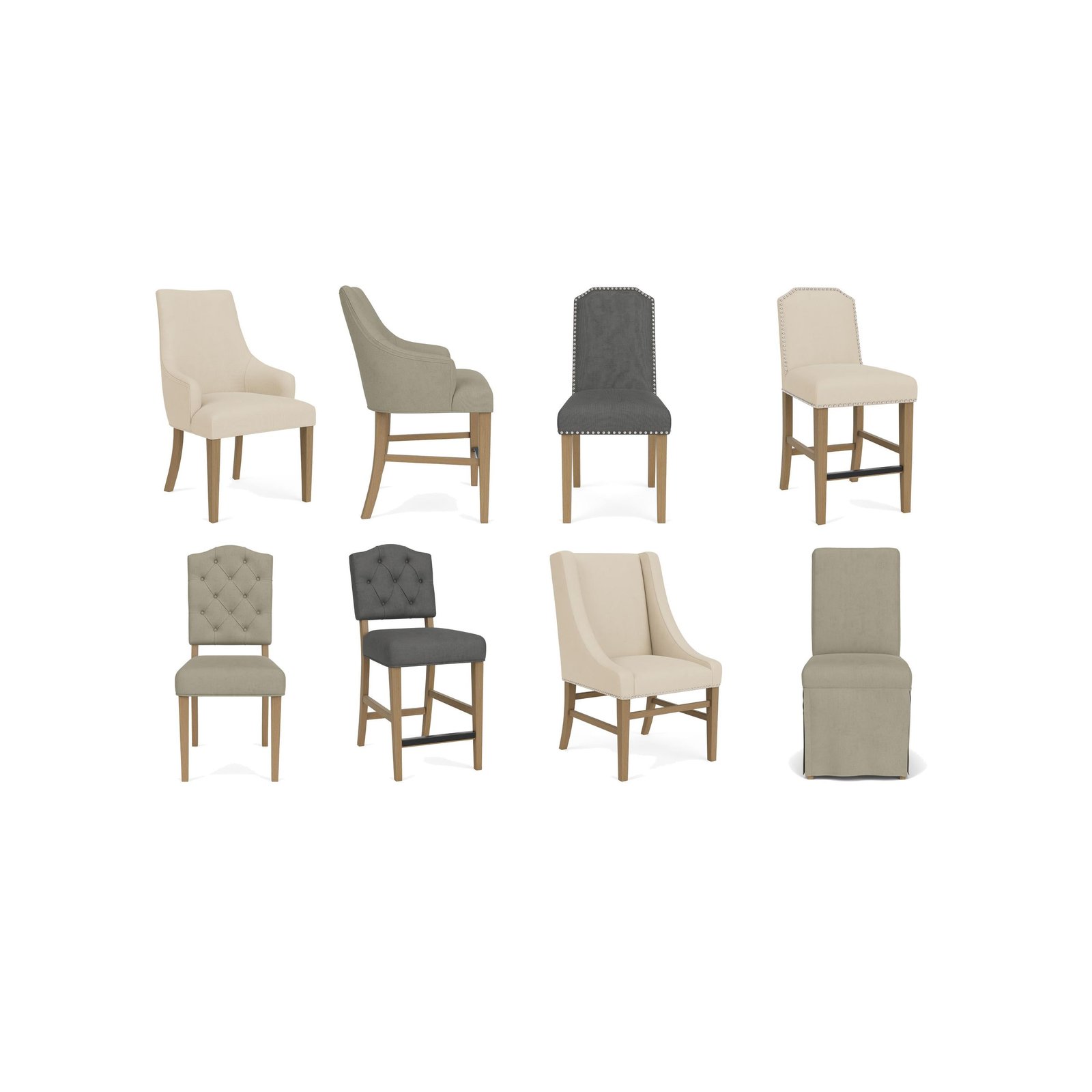 Mix-n-match Chairs Buton Tuft Upholstered Chair in Sand - Image 4
