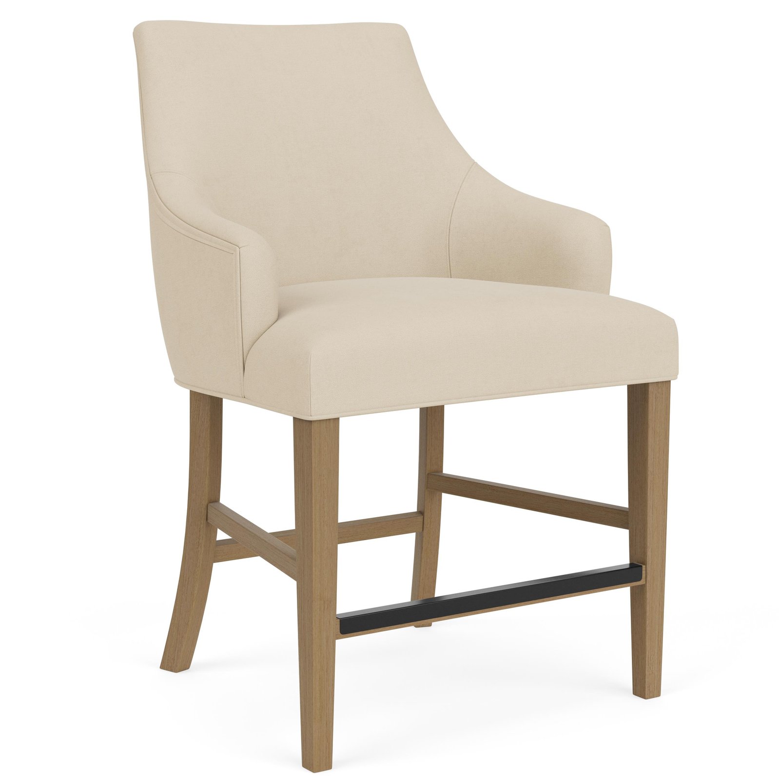 Mix-n-match Chairs Swoop Arm Upholstered Stool in Ivory - Image 5