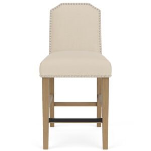 Mix-n-match Chairs Cliped Top Upholstered Stool in Ivory