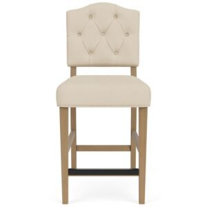Mix-n-match Chairs Buton Tuft Upholstered Stool in Ivory
