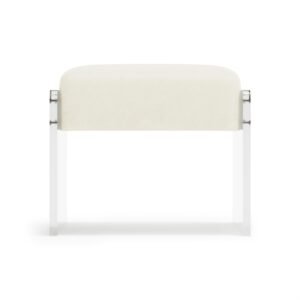 Jasper Leather Ottoman in Off-White