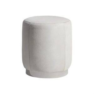 Ash Leather Ottoman in White