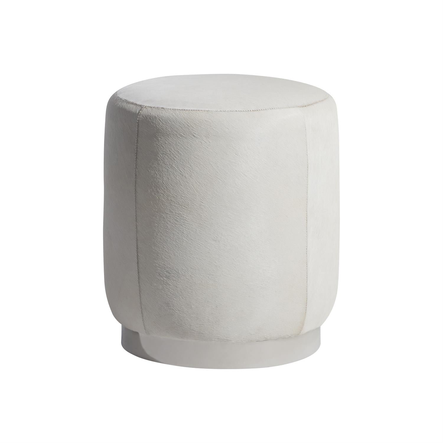Ash Leather Ottoman in White