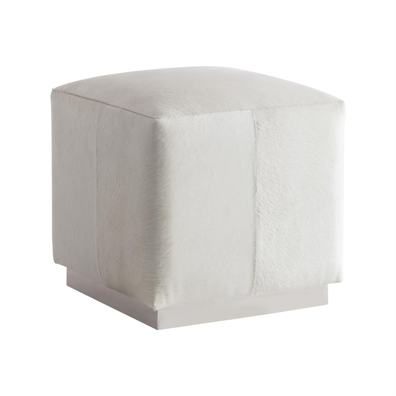 Aspen Leather Ottoman in Off-White - Image 2