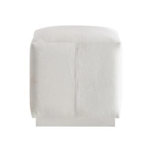 Aspen Leather Ottoman in Off-White