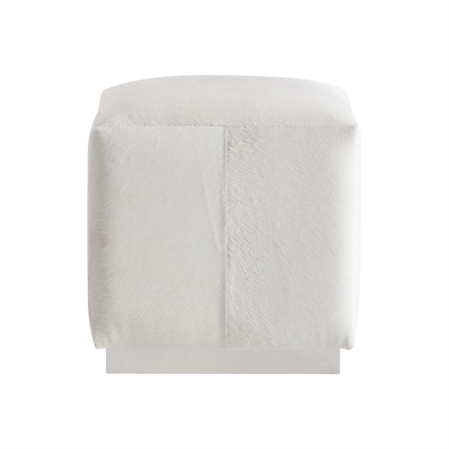 Aspen Leather Ottoman in Off-White