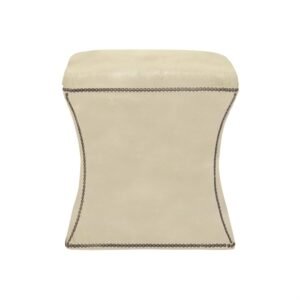 Roscoe Leather Ottoman in Ivory