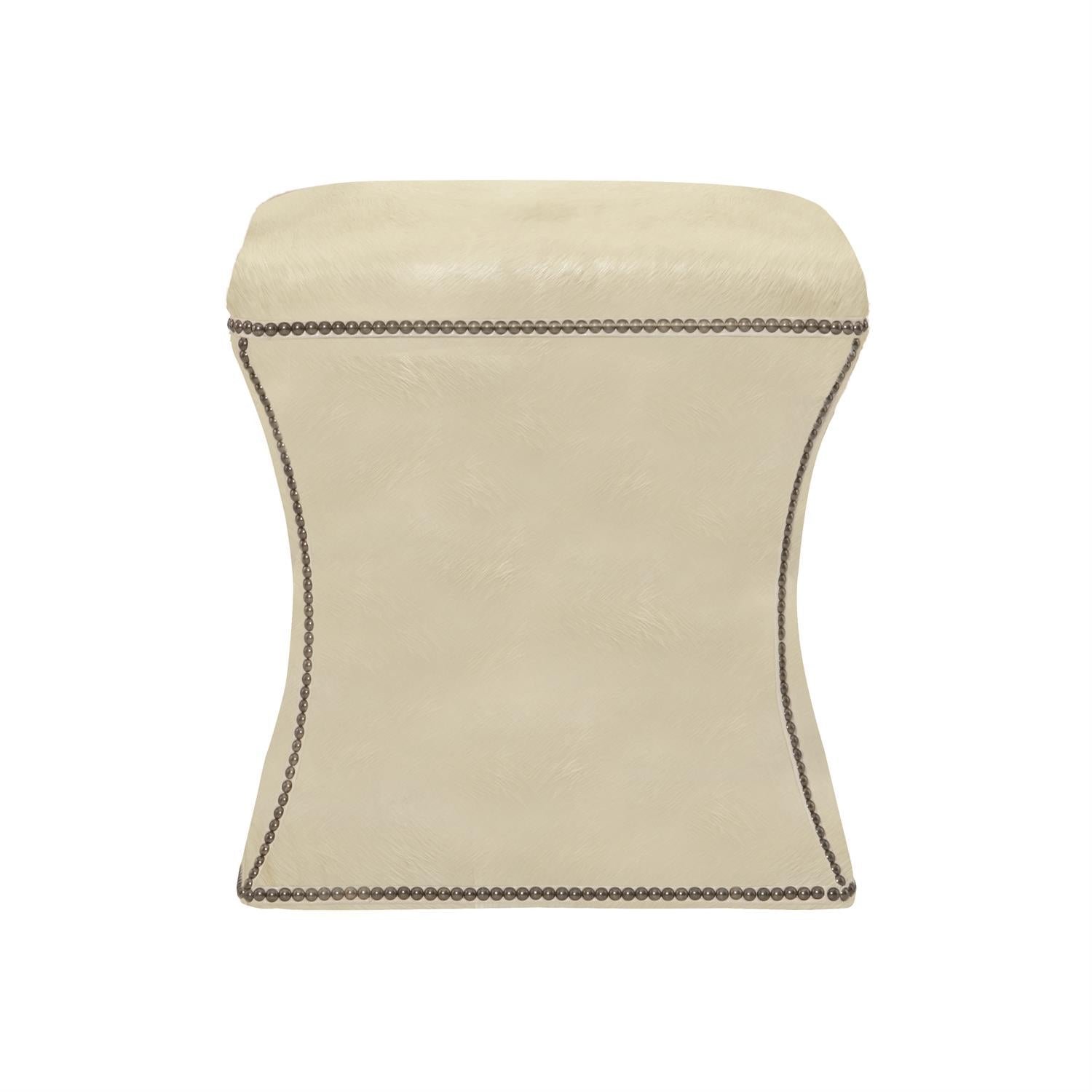 Roscoe Leather Ottoman in Ivory