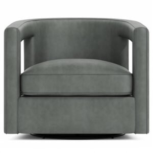 Bernhardt Interiors Alana Leather Swivel Chair in Gray