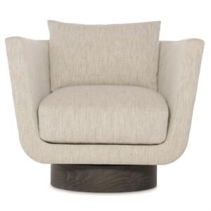 Gemma Leather-Fabric Swivel Chair in Off-White
