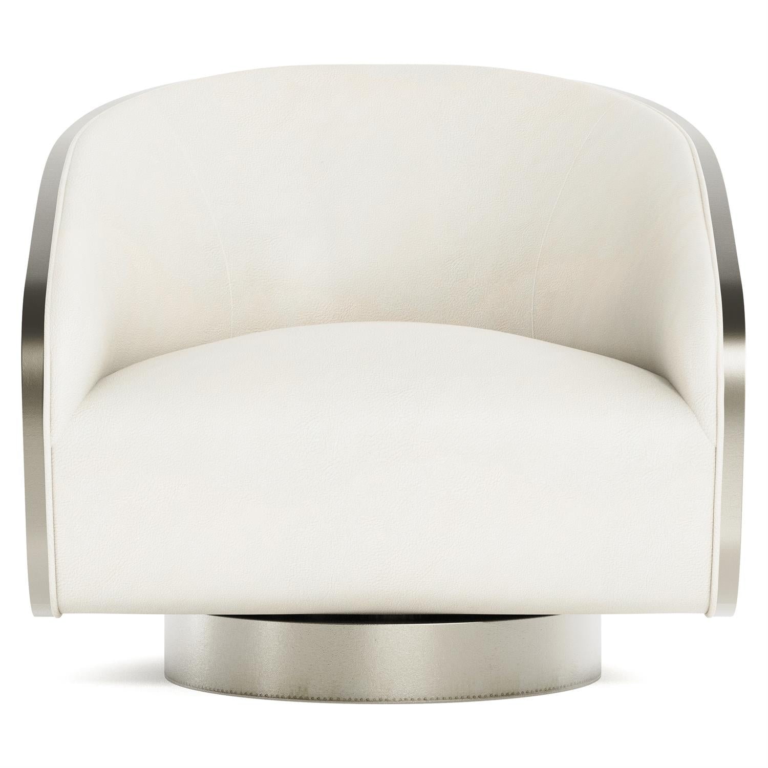 Miles Leather Swivel Chair in White