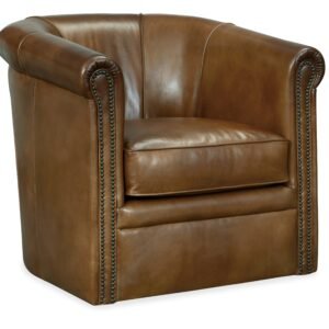 Hooker Furniture Axton Swivel Leather Club Chair in Brown