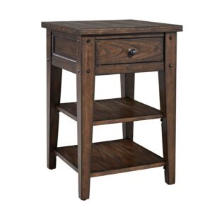 Liberty Furniture Lake House Chairside Table in Rustic Brown Oak