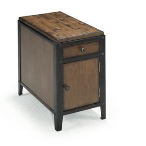 Pinebrook Chairside Door End Table in Distressed Natural Pine