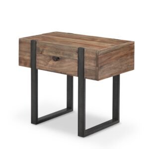 Prescott Chairside End Table in Rustic honey and Distressed iron