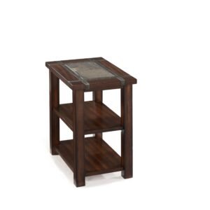 Roanoke Rectangular Chairside End Table in Cherry and Slate