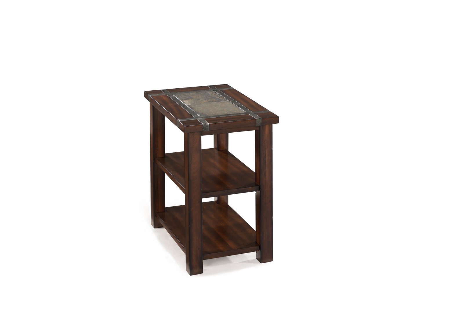 Roanoke Rectangular Chairside End Table in Cherry and Slate